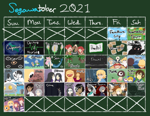 a-regretful-rpg: it’s time for segawatober 2021!!!!!! segawatober 2021 calender by @dei-os and @ater