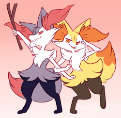 dailybraixens:  There’s new kids on the block Latias and Latios? never heard of them. They were always braixen Felix and Felicity are ready for action  Couplea’ cuties! c: