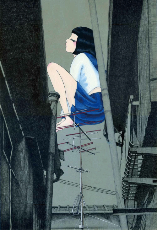 Chika Yamada aka ヤマダ チカ aka 山田 千夏 (Japanese, based Tokyo, Japan), Paintings: Ink, Watercolor on Pape