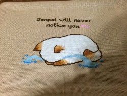 endlesscrossstitch:  hevrtweez:  brainflossandmindfrills:  endlesscrossstitch:  Senapi Cross Stitch - Finished  I got my thread today so I finished out this one, so I can take it off my WIPs lol. I still love this design, it’s adorable, and I still