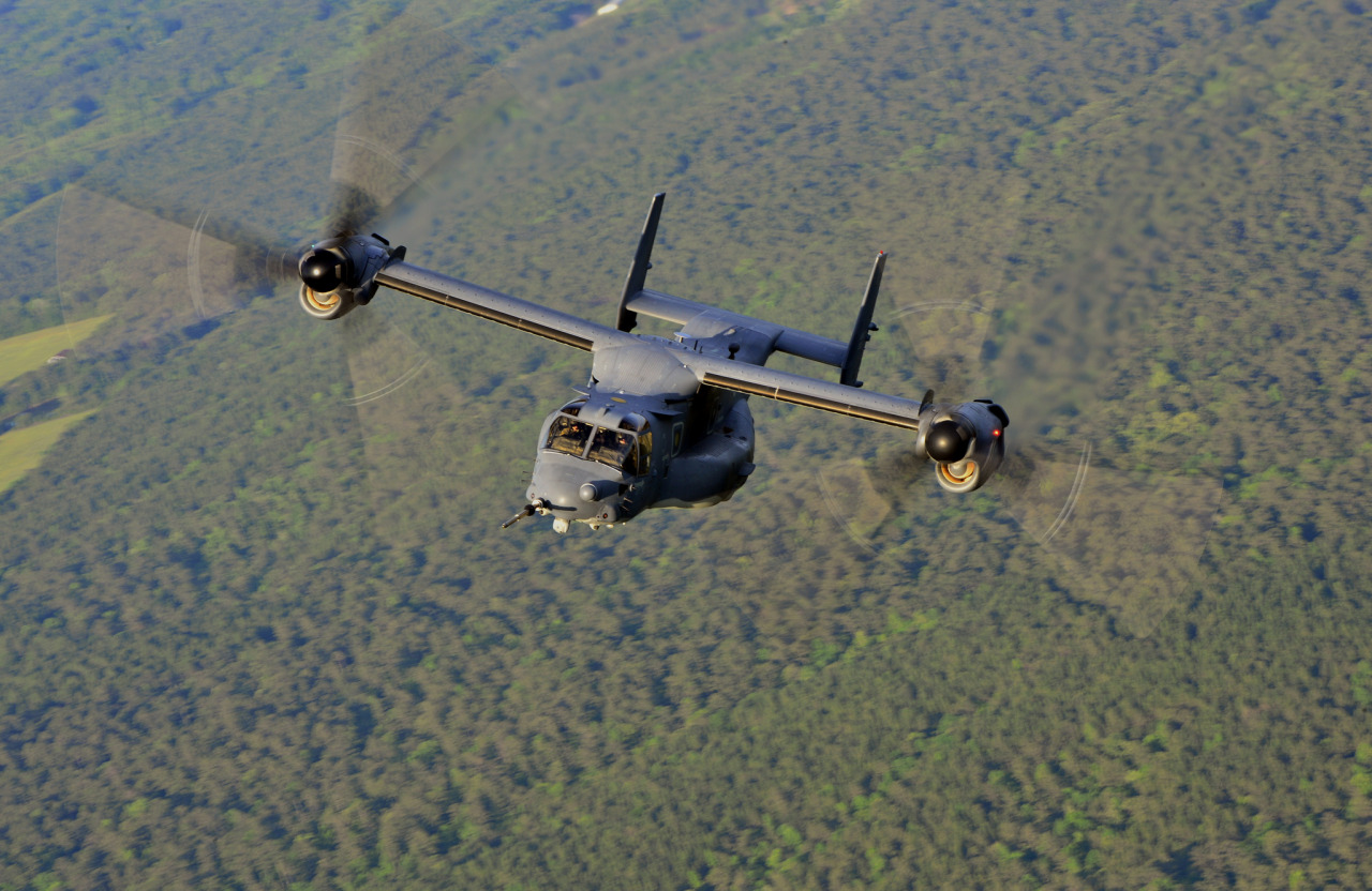 usairforce:  A CV-22 Osprey flies members of a deployed aircraft ground response