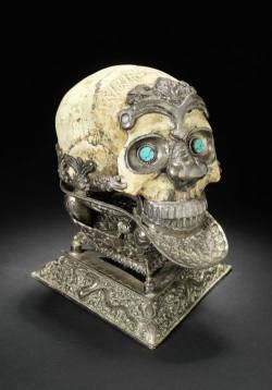 pacas13:  lamarghe73:  Tibetan Ceremonial Skulls. Tibetan Vajrayana Buddhism uses human bones and skulls in particular for a number of rituals and ceremonies. The skulls can be simply carved or also decorated with silver, bronze and semi-precious stones.