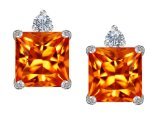 estore55:  #8: Star K 7mm Square Cut Simulated Mexican Orange Fire Opal Earrings Studs
