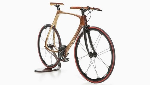 Lightweight bicycle made from wood and carbon fiber by CWBikes, Italy.