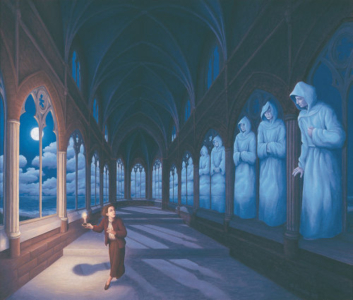 asylum-art:  Mind-Twisting Optical Illusion Paintings By Rob Gonsalves    Facebook | huckleberryfineart.com (h/t: Vaalkor)  Rob Gonsalves is a famous Canadian artist whose works are recognizable for their magic realism and well-planned optical illusions.