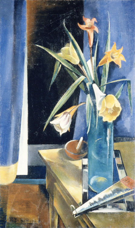 met-modern-art: Vase of Flowers by Preston Dickinson by Modern and Contemporary Art Medium: Oil on c