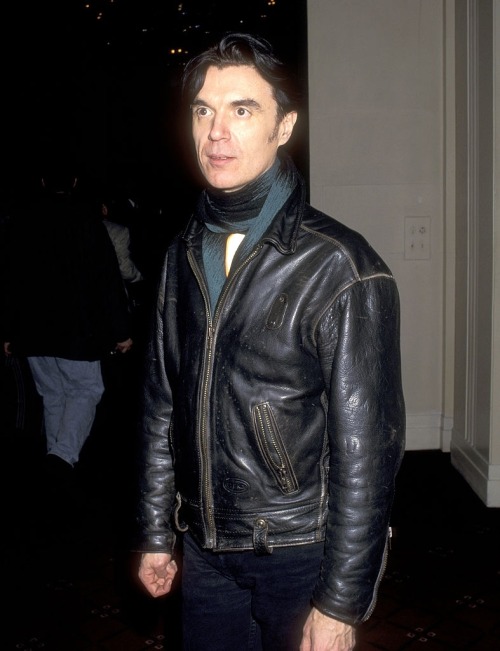 David Byrne wearing leather jacket1996 vs. 1997