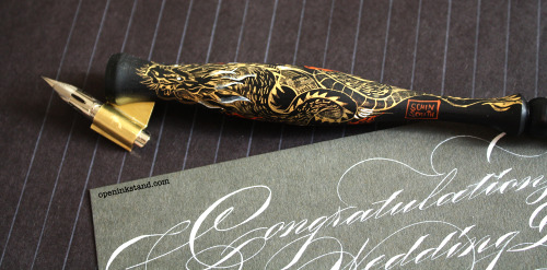 A custom dragon pen commissioned by a lady for her calligrapher mother. Since it was a custom pen an