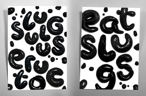 Typeverything.comType made from black magnetic putty by Dominic Le-Hair. Based on the Slug-vomiting 