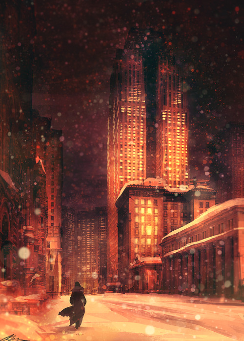 More late 1920s prohibition Detroit assassin’s creed ideas. Snow at night is just beautiful an