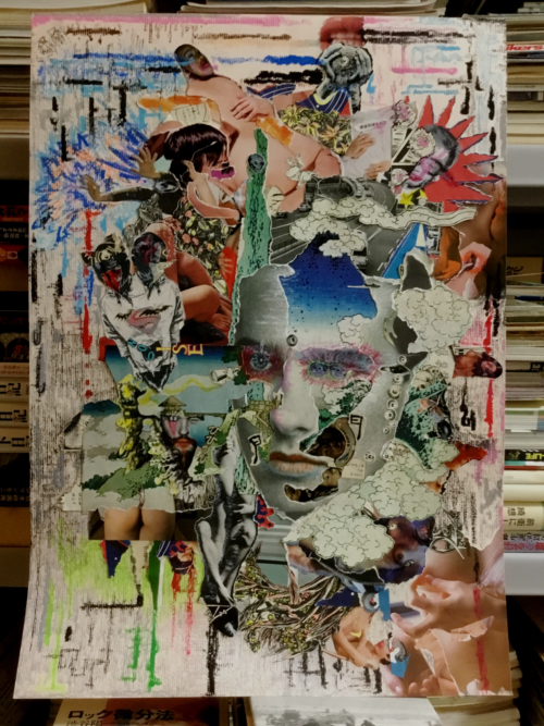 modokix: “japonica no.9”handmade collage + painting(part and whole of the work)