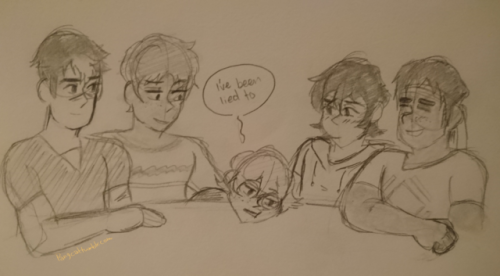 pangcat: Day 5 (19/7): family/friends AU where they can chill. hunk and keith invite the gang to han