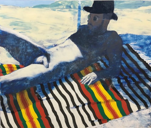 Mark on the Beach   -    Doron Langberg Israeli, b.1985-oil on linen, 50 x 60 in.