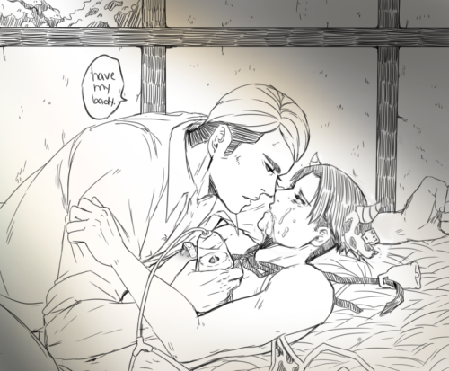 -heichoubutt:  milkman!erwin x cow!levi for my sweet honey suga followers <33 if there more demand ill draw more >///<  