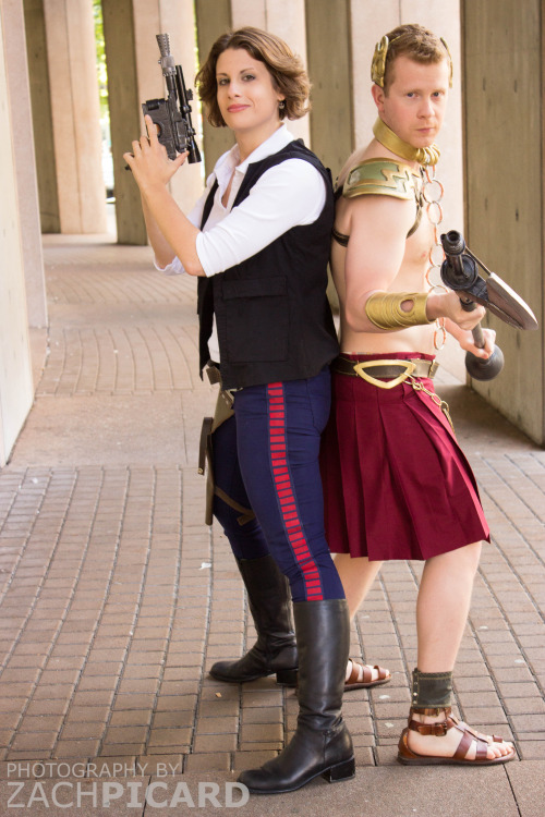 cccakery:  Lady Han Solo and Slave Prince Leia Photo shoot  Cosplayers: C&C Cosplay Photographer: Zach Picard 