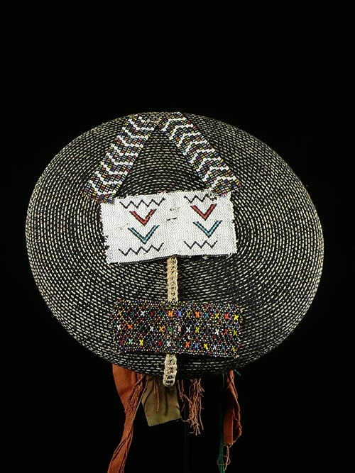 A beaded hat ~ isicholo ~ worn by the married Zulu women of South Africa | ca. 1970 | This hat has a