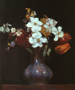 artist-latour:  Narcissus and Tulips, Henri Fantin-LatourMedium: oil,canvas