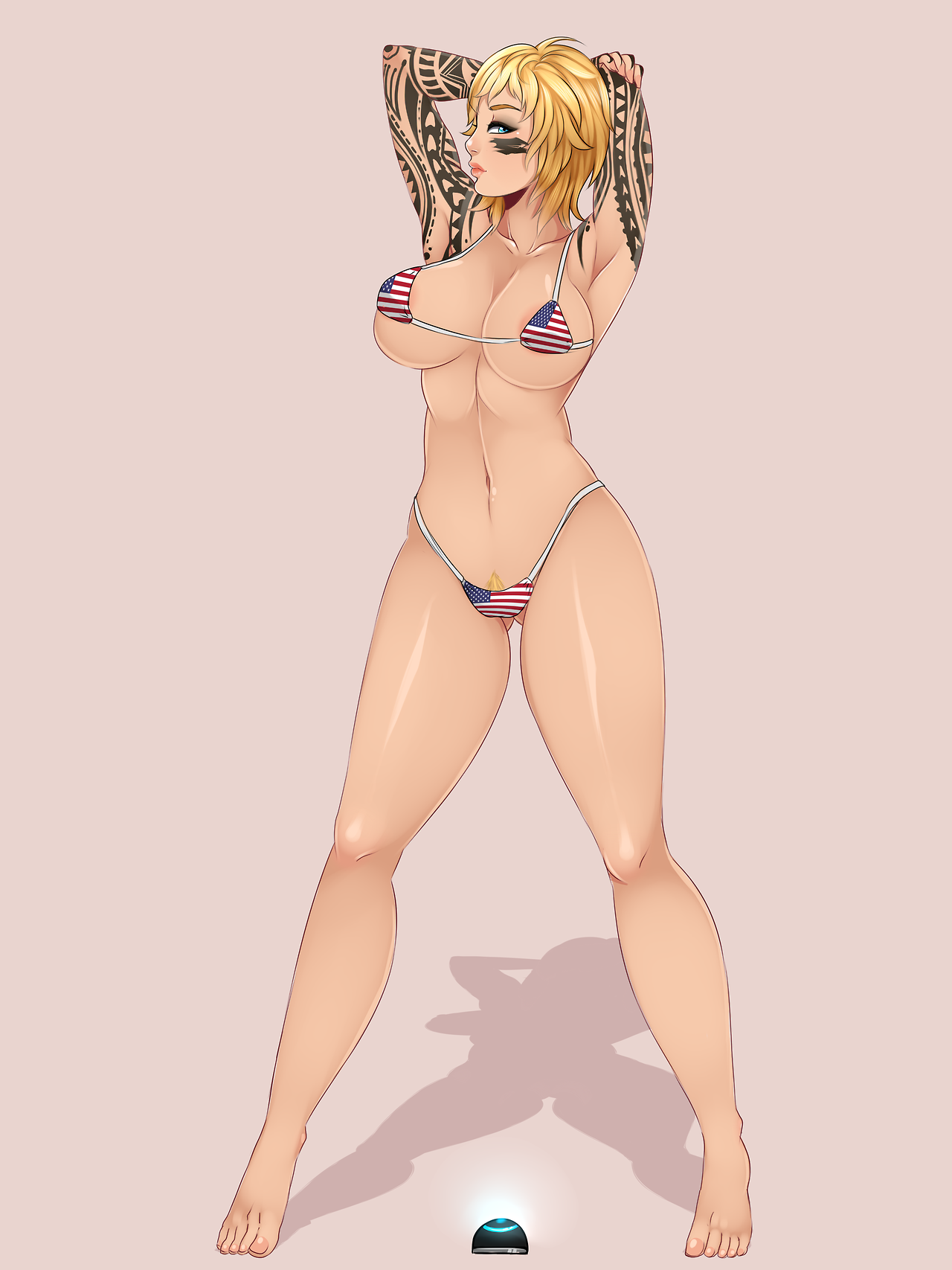 law-zilla:  Promised. Valkyrie reached  400 notes and here’s her U.S.A microbikini