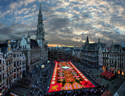 sixpenceee:  The biggest flower carpet in the world. It is located in Brussels. It’s to pay tribute to the estimated 220,000 Turks who began coming to Brussels 50 years ago under an immigration pact. (Source) 