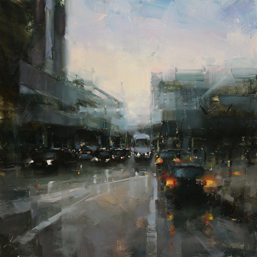 red-lipstick:  Tibor Nagy (Rimavská Sobota, Slovakia) - Lurking Dusk, 2013      Paintings: Oil on Linen  debí haber aprendido a pintar con espátula cuando pude