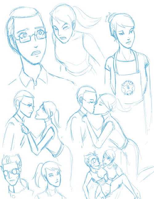 Realized that I have a lot of unposted sketches of these two in my art folder, of varying quality.Mi