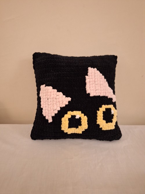 I Made This Crochet Pillow, The Pixel Art Doesn't Belong To Me So Credits Go To The Owner