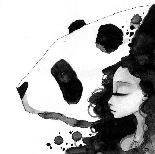 XXX boredpanda:    Panda & Maiden Ink Illustrations: photo