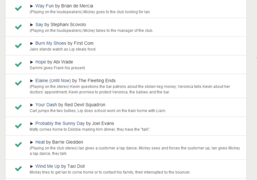 So there's this website that gives you every song that played in an episode (no matter