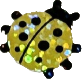 sticker of a yellow ladybug. it has a glittery foil finish.