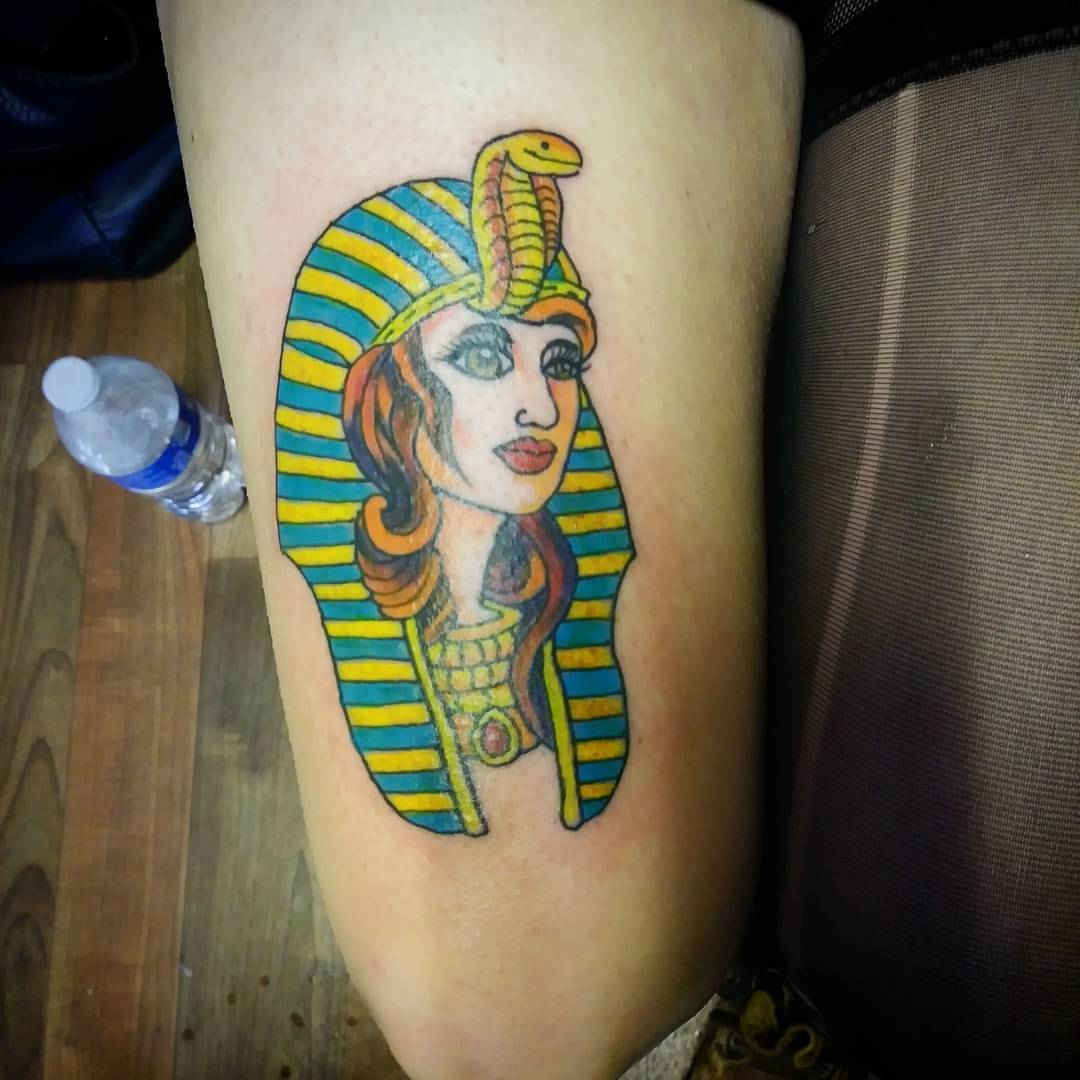 Is it Cleopatra?    #ink #tattoos #chelsea #pharoah  #ravenseyeink #tattoo #color
