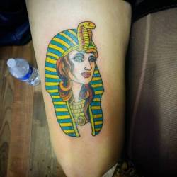 Is it Cleopatra?    #ink #tattoos #chelsea #pharoah  #ravenseyeink #tattoo #color (at Raven&rsquo;s Eye Ink)