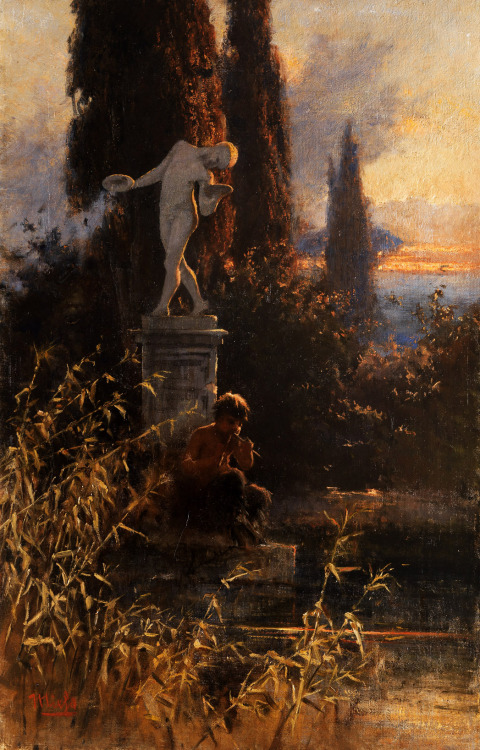 sakrogoat: Frigyes Friedrich Miess - Faun in Italian landscape