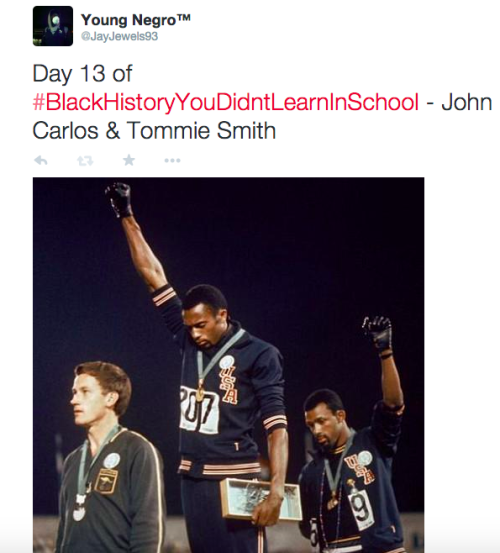 lilprince:actjustly:Day 13 of #BlackHistoryYouDidntLearnInSchool - John Carlos & Tommie Smith1968 Olympics The Black Power Salute Documentary“If I win, I am American, not a black American. But if I did something bad, then they would say I am