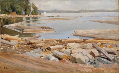 artist-albert-edelfelt: Log Raft, Albert Edelfelt, 1886, Finnish National GalleryFinnish artists had