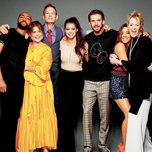 fuckyesmarvel:Dan, Stevens, Aubrey Plaza, Rachel Keller, Amber Midthunder, Jean Smart, Bill Irwin an