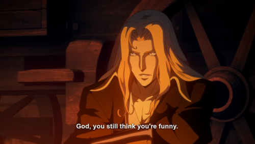 ohmyachingsushi: worsethanmanyfairies: rakukajas: please watch castlevania season 2 #every subtitle 