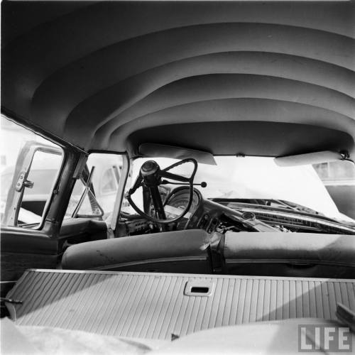 Interior of a wrecked car(Peter Stackpole. n.d.)