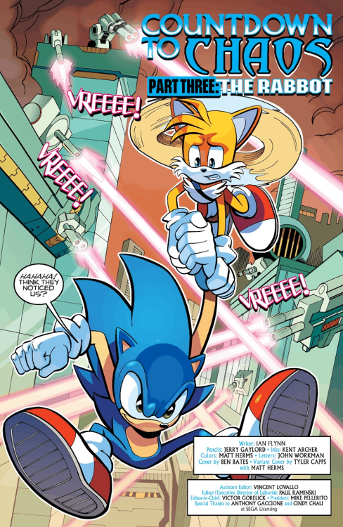 This issue has Sonic and Tails “sneakily” infiltrating Metropolis Zone to rescue the und