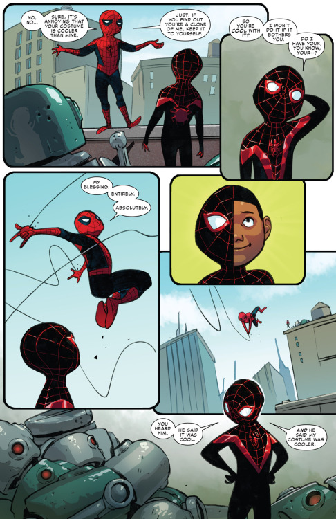 why-i-love-comics:  Spider-Man #2 (2016) written by Brian Michael Bendisart by Sara Pichelli, Gaetano Carlucci, & Justin Ponsor 