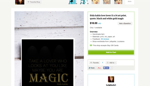 Yet another Etsy misattribution creation. This bothers me infinitely more than just posting stuff on