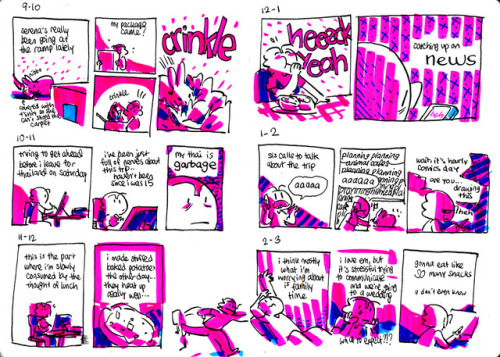 I’ve got a February sketchbook up for $5+ patrons! Includes: hourly comics, travel sketches an