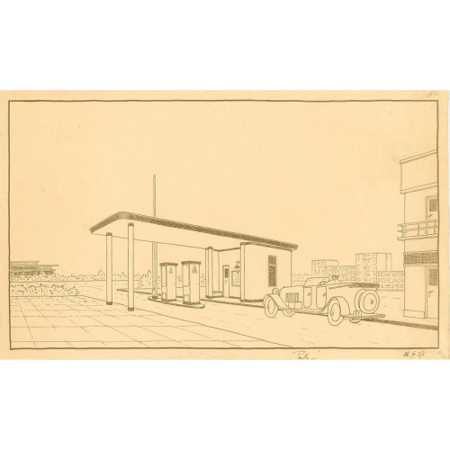 Hans Poelzig, design of a gas station, 1927–1928. For “Reichskraftsprit”, Germany. Via wiki