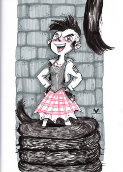 asinevenisaartblog: Inktober 06.- Rapunzel Hace mucho hice un proyecto sobre stikers basados en cuentos de hadas y realice una rapunzel punk, así que recordando viejos tiempos, e aquí una recreación de aquel stiker. 