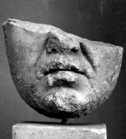 hismarmorealcalm:Lower part of the portrait of a man, perhaps an Emperor from the third century Found on the Cardo near the Ninfeo degli Eroti  Museo Ostiense 