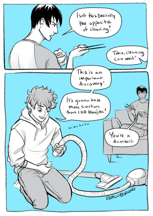reallyporning:@tailoredshirt​ prompted me with ‘Hinata trying to use a vacuum cleaner to mastu