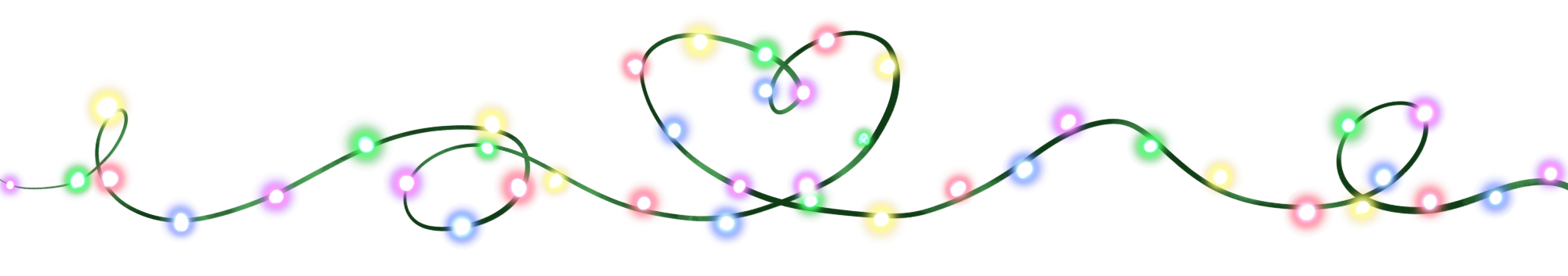 a page divider that’s a set of multi colored christmas lights looped in the center in the shape of a heart