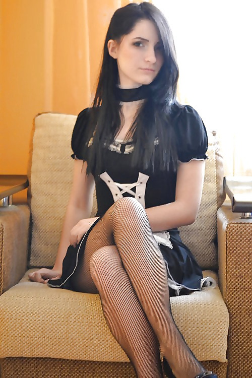 Asian girl in french maid outfit