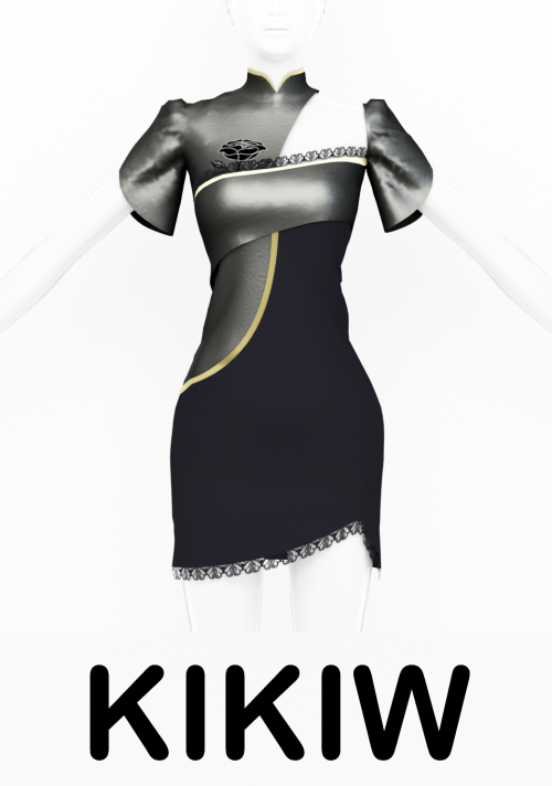 [KIKIW]Rose Black Gold Chinese Cheongsam ♥New mesh♥5 colors♥Base game compatible♥Female♥HQ textures♥