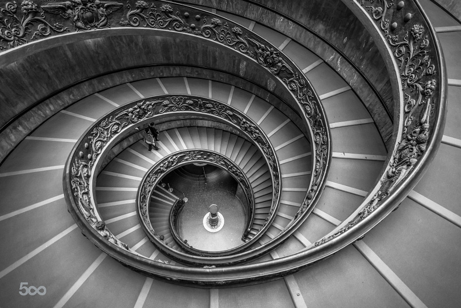 artblackwhite:  Life Cycle by vulturelabs Vatican Spiral Staircase, Rome, Italy black