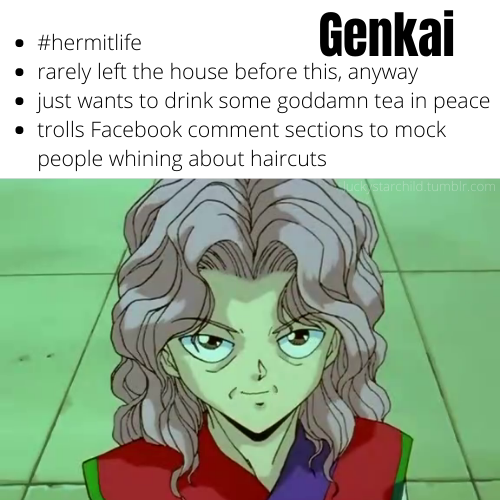 luckystarchild:Quarantine Coping Mechanisms as Yu Yu Hakusho Characters i got bored today so here, h